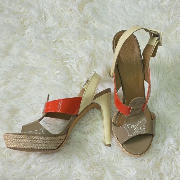 Anya Hindmarch Beige and Orange Heels - Picture 1 of 8